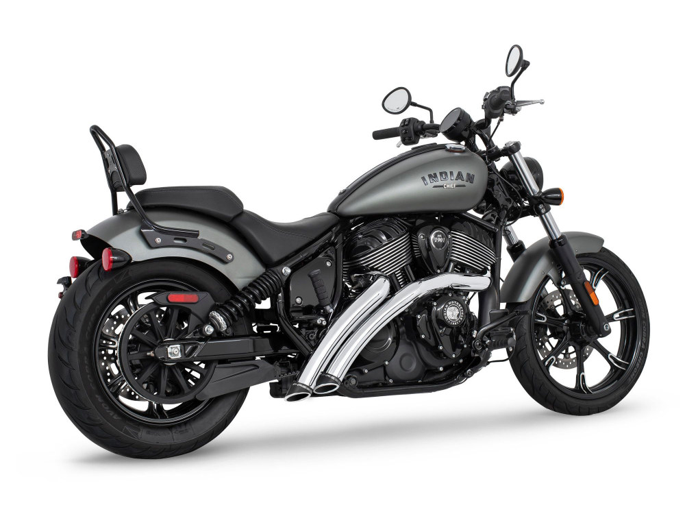 FREEDOM PERFORMANCE EXHAUST Radical Radius Exhaust – Chrome with Black End Caps. Fits Indian Cruiser 2022up