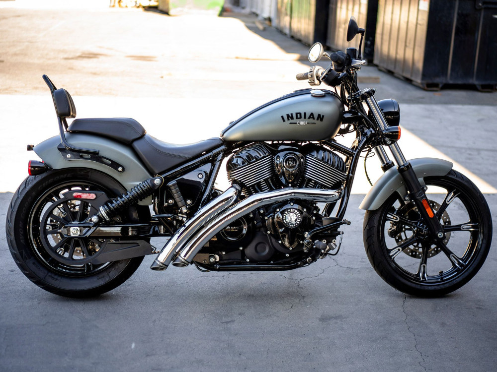 FREEDOM PERFORMANCE EXHAUST Radical Radius Exhaust – Chrome with Black End Caps. Fits Indian Cruiser 2022up