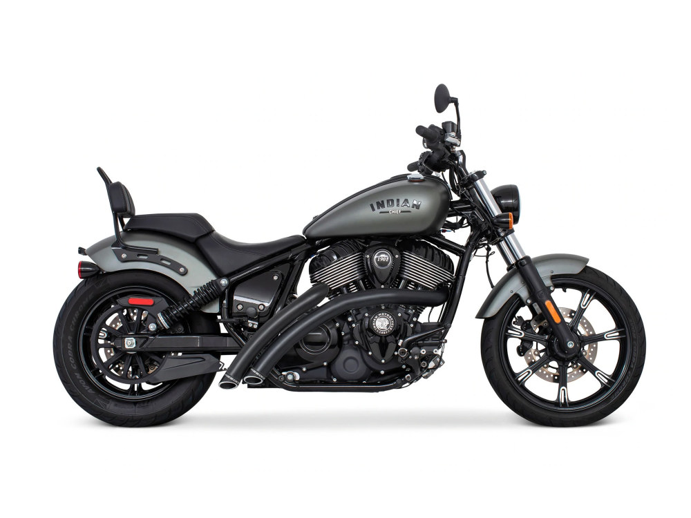 FREEDOM PERFORMANCE EXHAUST Radical Radius Exhaust – Black with Black End Caps. Fits Indian Cruiser 2022up