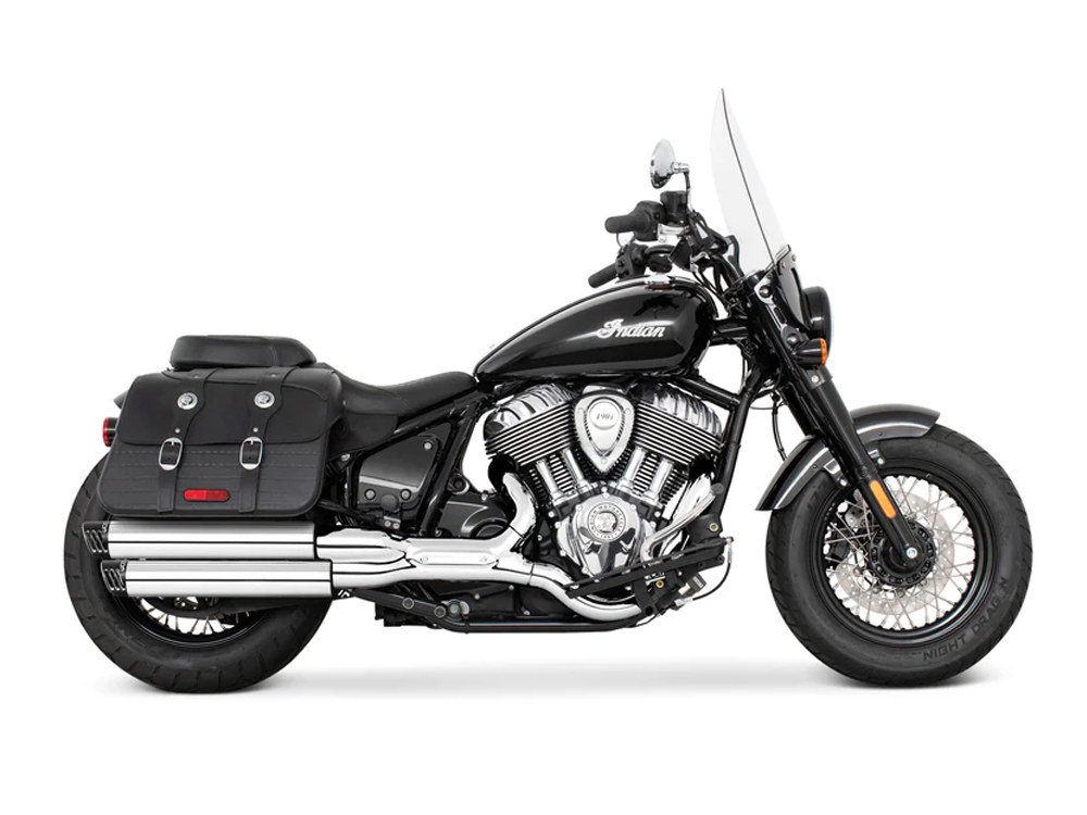 FREEDOM PERFORMANCE EXHAUST 3.25in. Slip-On Mufflers – Chrome with Black Racing End Caps. Fits Indian Cruiser 2022up