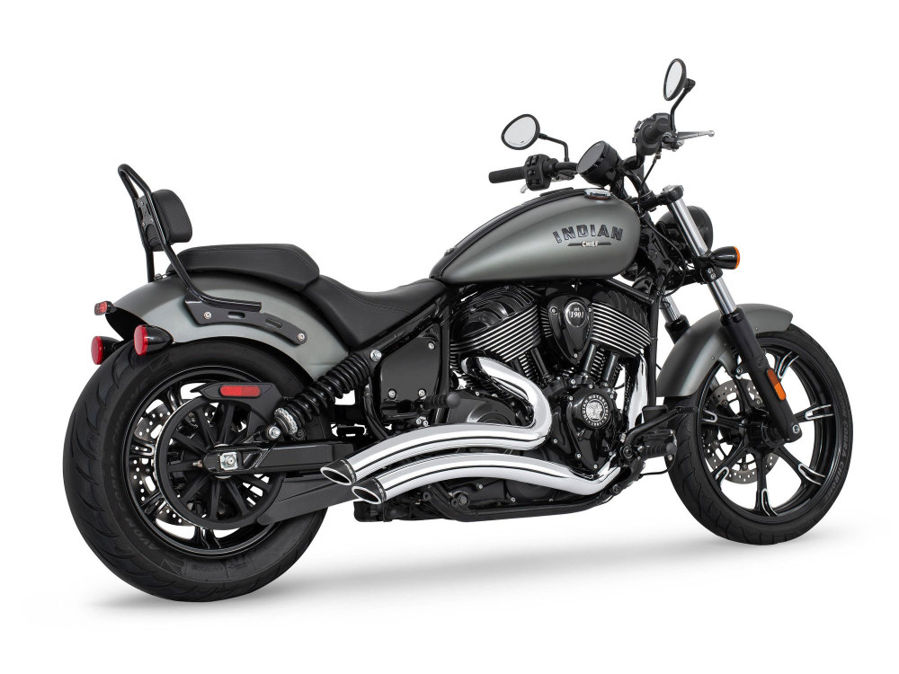 FREEDOM PERFORMANCE EXHAUST Sharp Curve Radius Exhaust – Chrome with Black End Caps. Fits Indian Cruiser 2022up