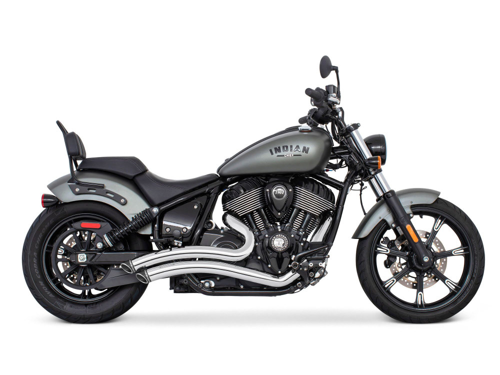FREEDOM PERFORMANCE EXHAUST Sharp Curve Radius Exhaust – Chrome with Black End Caps. Fits Indian Cruiser 2022up