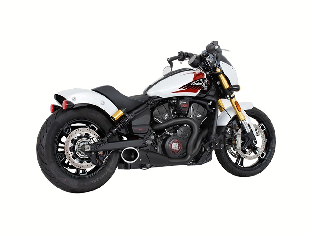 FREEDOM PERFORMANCE EXHAUST Combat 2-into-1 Exhaust – Black with Black End Cap. Fits Indian Scout 2025up