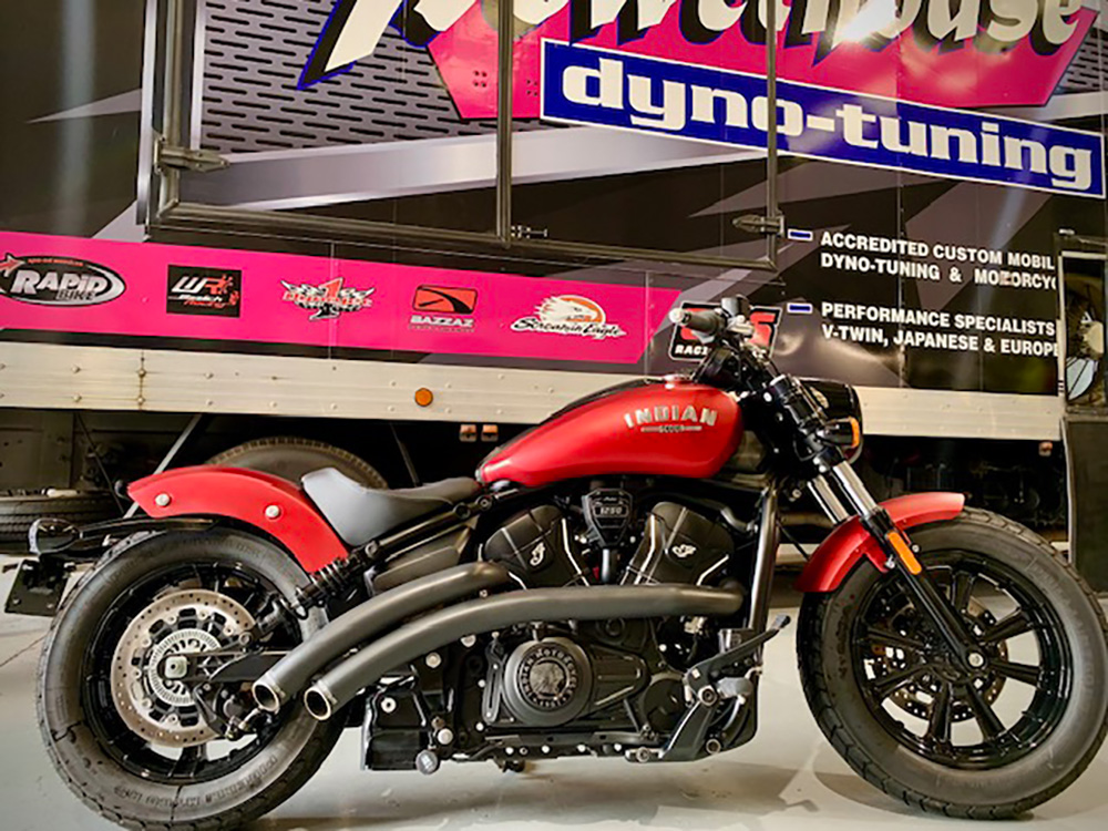FREEDOM PERFORMANCE EXHAUST Radical Radius Exhaust – Black with Black End Caps. Fits Indian Scout 2025up