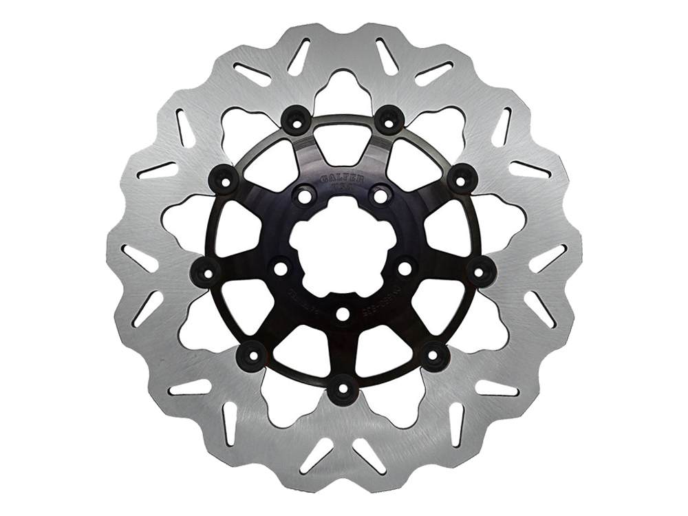 GBRAKES 11.5in. Front Wave Floating Disc Rotor with Black Carrier. Fits Big Twin & Sportster 2000-2014.