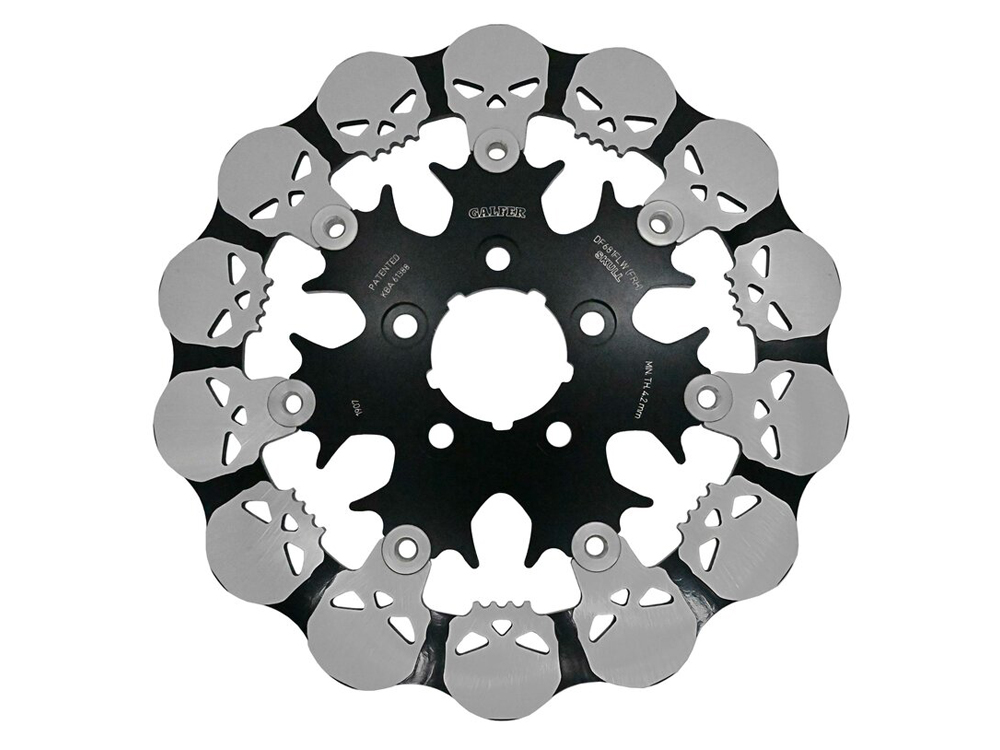 GBRAKES 11.5in. Rear Skull Floating Round Disc Rotor. Fits Big Twin 2000up & Sportster 2000-2010.