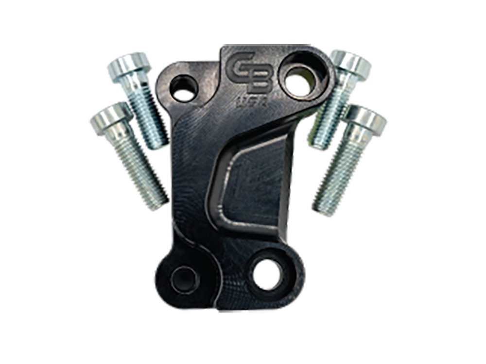GBRAKES Left Side 13in. Oversize Front Caliper Mount – Black. Fits Most Touring 2008-2024