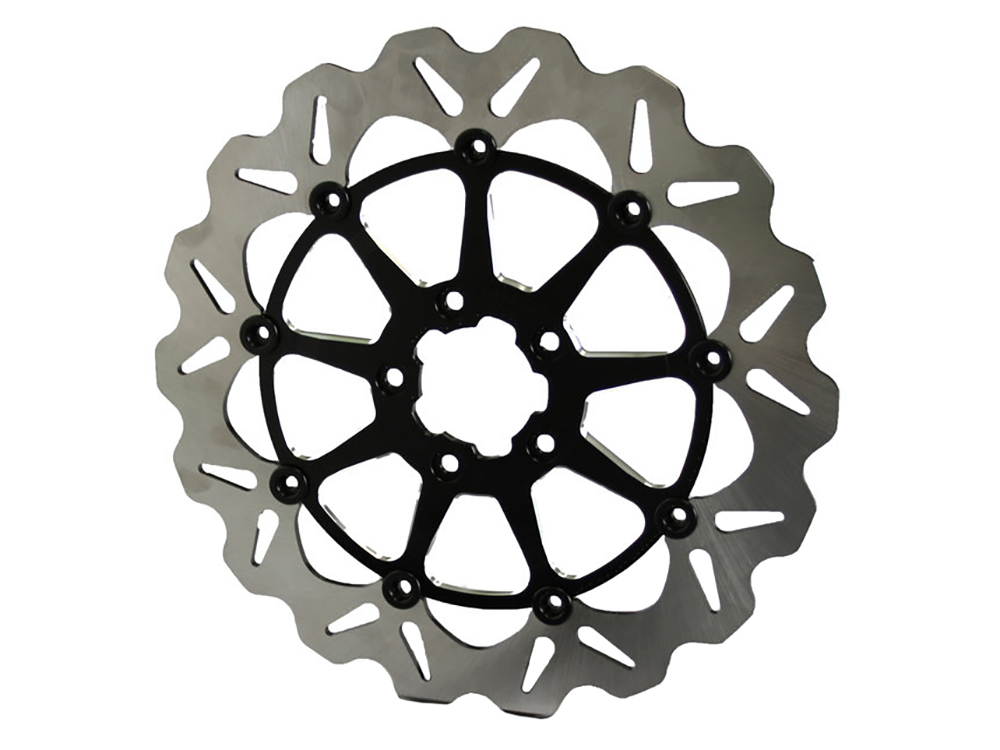 GBRAKES 13in. Front Wave Floating Disc Rotor with Contrast Cut Carrier. Fits most Big Twin 2000up when Using Special 6 Piston Caliper.