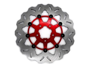 GBRAKES 11.5in. Rear Floating Wave Disc Rotor with Red Carrier. Fits Big Twin 2000up & Sportster 2000-2010. GBRAKES 11.5in. Rear Floating Wave Disc Rotor with Red Carrier. Fits Big Twin 2000up & Sportster 2000-2010.
