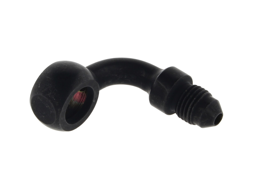 Goodridge Black 3/8in. (10mm) ID, 90 Degree Banjo – Male #3 End.