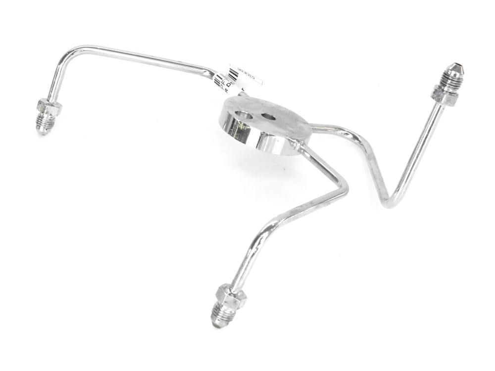 Goodridge AN3 Front Dual Disc Brake Tee – Chrome. Fits Wide Glide Front Ends with Dual Disc Rotors.