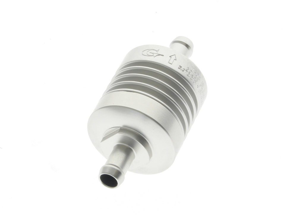 GOLAN FUEL TAPS Washable Mini Inline Fuel Filter. 5/16in. Hose x 1.5in. long. Billet Aluminium.