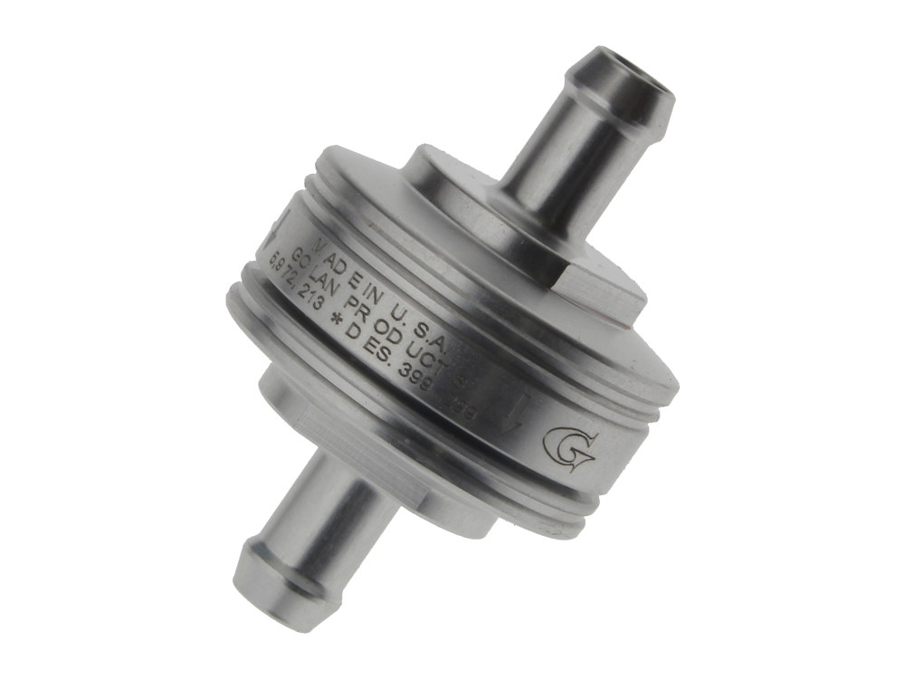 GOLAN FUEL TAPS Washable Super Mini Inline Fuel Filter. 5/16in. Hose x 0.675in. long. Billet Aluminium.