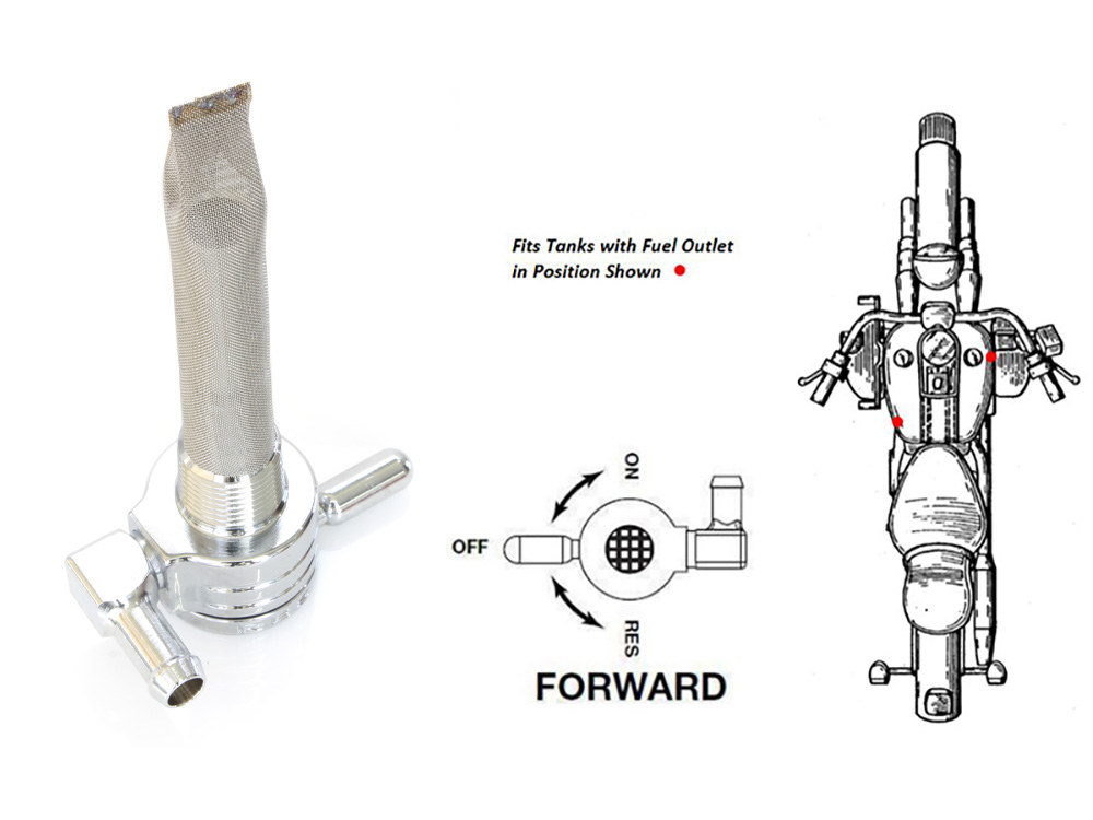 GOLAN FUEL TAPS High-Flow Fuel Tap / Petcock with 3/8in. NPT Thread & 5/16in. Forward Facing Fuel Outlet – Chrome