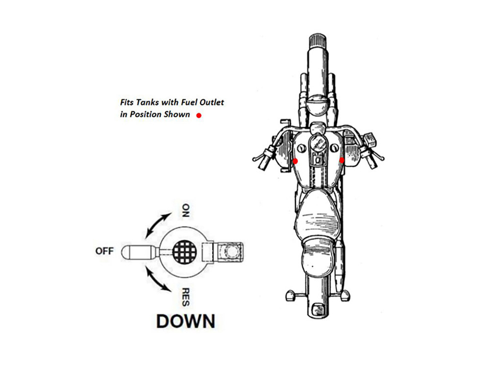 GOLAN FUEL TAPS High-Flow Fuel Tap / Petcock with 22mm Thread & 5/16in. Downward Facing Fuel Outlet – Black. Fits Softail 1984-2006, Dyna 1991-2006, FXR 1982-1994, Touring 1988-2006, Sportster 1975-2006 & 4Spd Big Twin 1975-1986