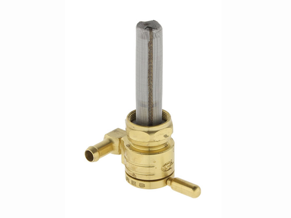 GOLAN FUEL TAPS High-Flow Fuel Tap / Petcock with 22mm Thread & 5/16in. Forward Facing Fuel Outlet – Brass. Fits Softail 1984-2006, Dyna 1991-2006, FXR 1982-1994, Touring 1988-2006, Sportster 1975-2006 & 4Spd Big Twin 1975-1986