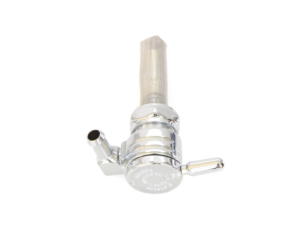 GOLAN FUEL TAPS High-Flow Fuel Tap / Petcock with 22mm Thread & 5/16in. Forward Facing Fuel Outlet – Chrome. Fits Softail 1984-2006, Dyna 1991-2006, FXR 1982-1994, Touring 1988-2006, Sportster 1975-2006 & 4Spd Big Twin 1975-1986