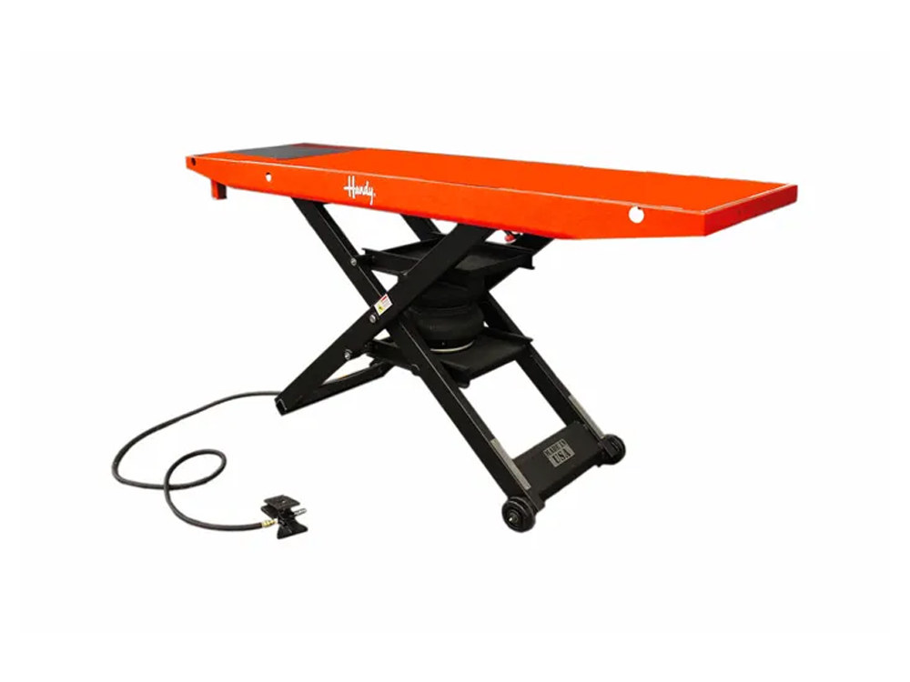 Handy BIKE LIFTS S.A.M. Bike Lift with Lifting Capacity of 1200 lbs & 24in. x 84in. Deck – Orange.
