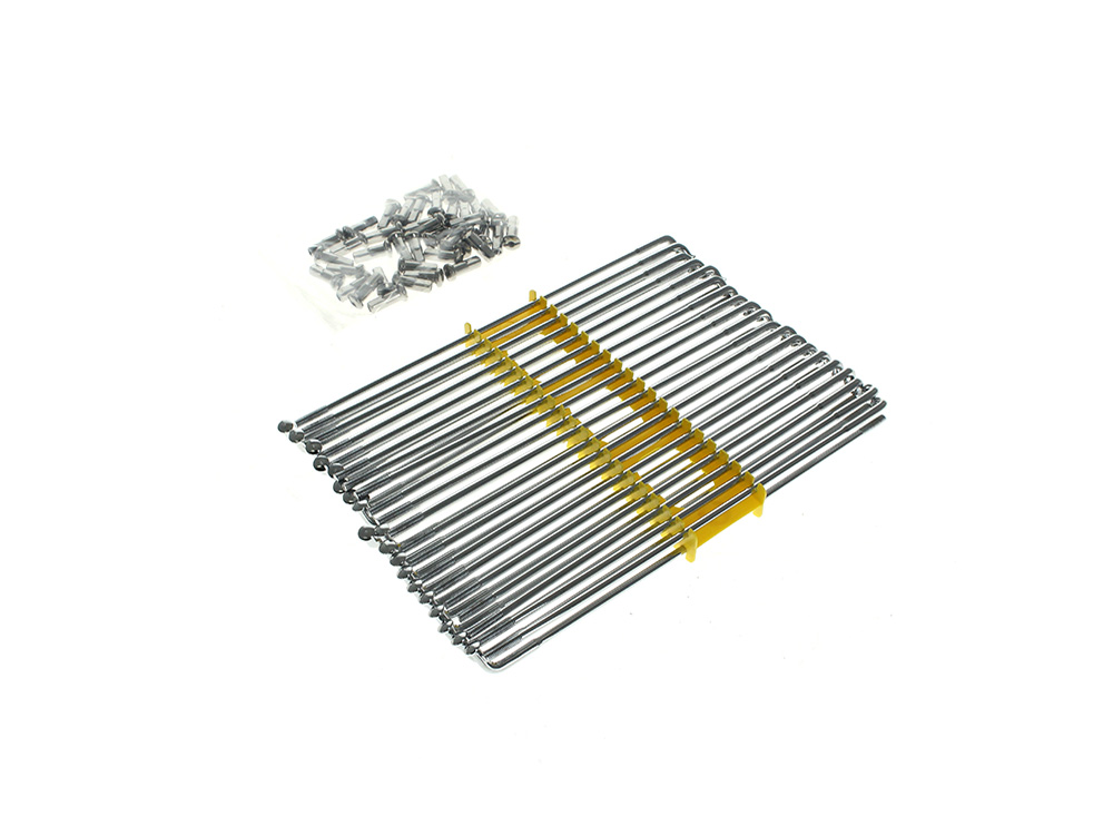 Rollies Speed Shop 21in. Spokes – Chrome. Fits Original Style H-D Drop Center Rims & Genuine H-D Smooth Profile Rims when used in conjunction with 1997up H-D style Wide Glide Front Hub.