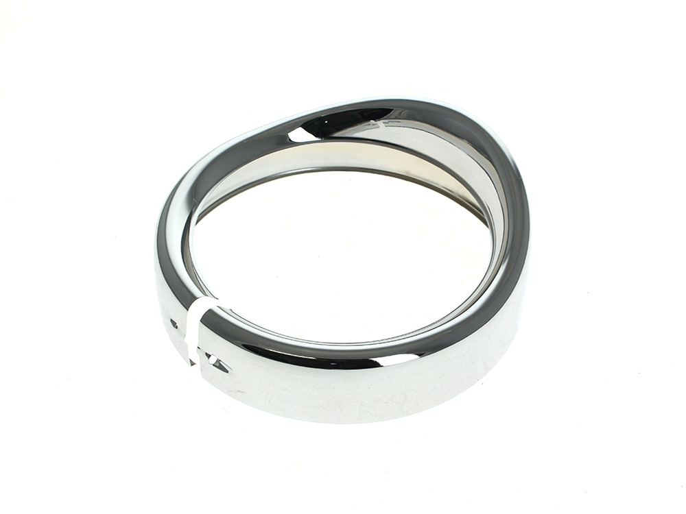 Rollies Speed Shop Peaked Visor Style 7in. Headlight Trim Ring – Chrome. Fits FLH Touring 1983-2013, Road King 1994up, Dyna Switch Back 2012-2016 & FL Softail with Nacelle 1986-2017