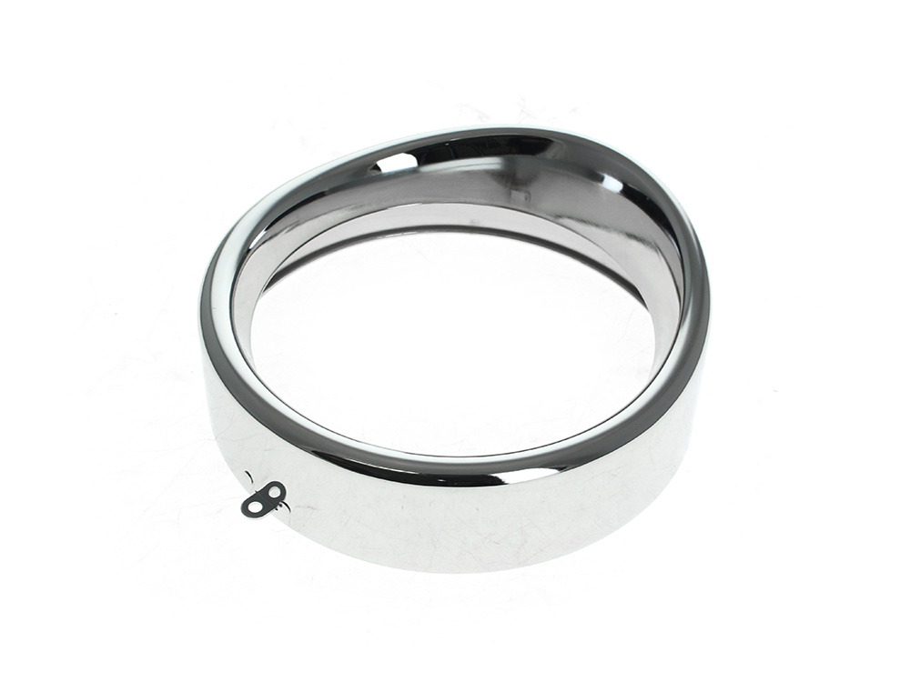 Rollies Speed Shop Peaked Visor Style 7in. Headlight Trim Ring – Chrome. Fits FL Softail 1994-2017 & Freewheeler Trike 2015up