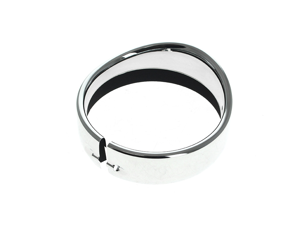 Rollies Speed Shop Peaked Visor Style 5-3/4in. Headlight Trim Ring – Chrome. Fits FX Softail 1994-2015, Dyna 1994-2017 & Most Sportster Models 2004-2021.