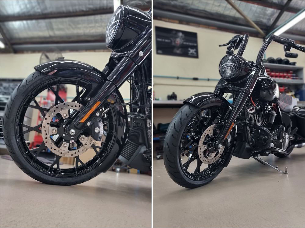 Hawg Halters 21in. x 3.25in. Marquise/Prodigy Replica Wheel – Gloss Black. Fits Touring 2008up