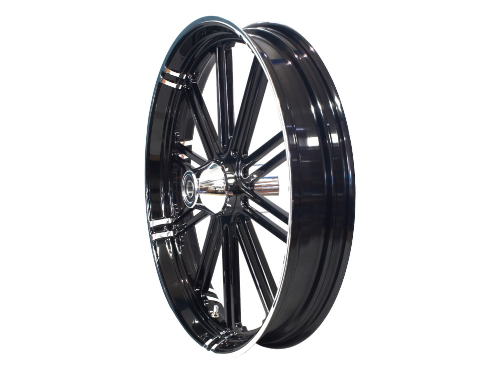 Hawg Halters 23in. x 3.75in. BKO/Breakout Replica Wheel – Black Anodize, Polished Rim Edge, Chrome Hub Kit. Fits Breakout 2013up.
