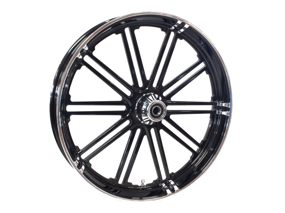 Hawg Halters 23in. x 3.75in. BKO/Breakout Replica Wheel – Black Anodize, Polished Rim Edge, Chrome Hub Kit. Fits Breakout 2013up.