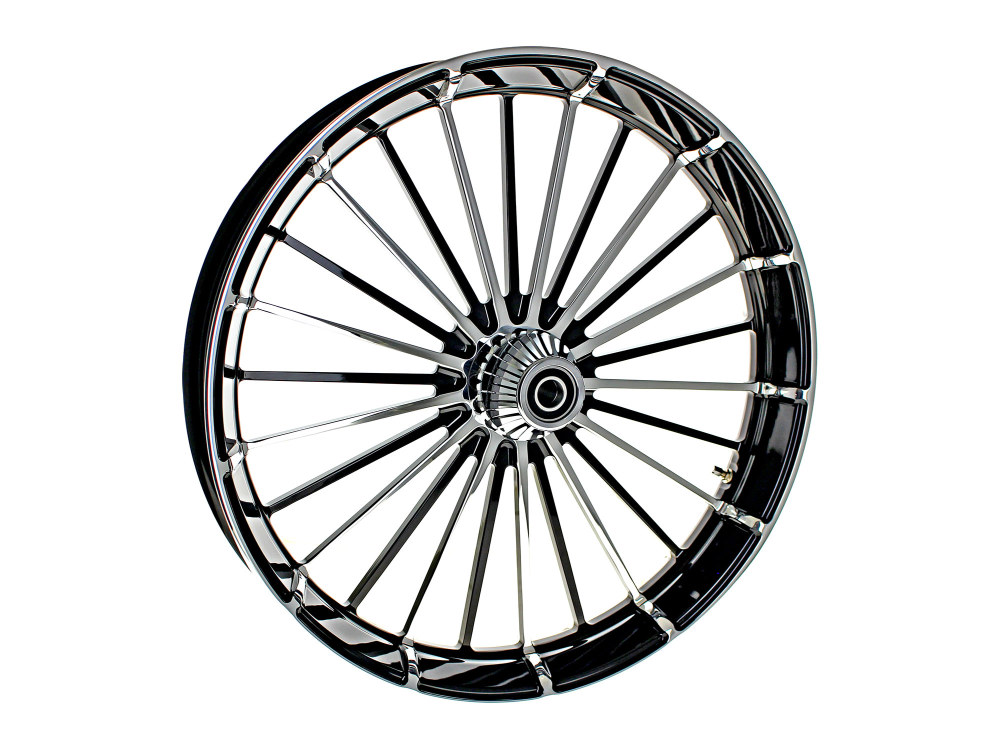 Hawg Halters 23in. x 3.75in. FXBR3/Breakout Replica Wheel – Black Anodize, Polished Rim & Spoke Edge, Chrome Hub Kit. Fits Breakout 2013up.
