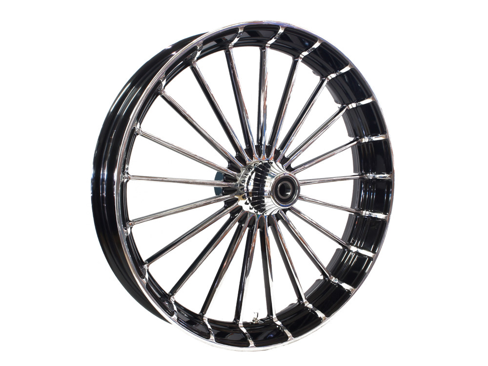 Hawg Halters 23in. x 3.75in. Ranger/Turbine Replica Wheel – Black Anodize, Polished Rim & Spoke Edge, Chrome Hub Kit. Fits Breakout 2013up.