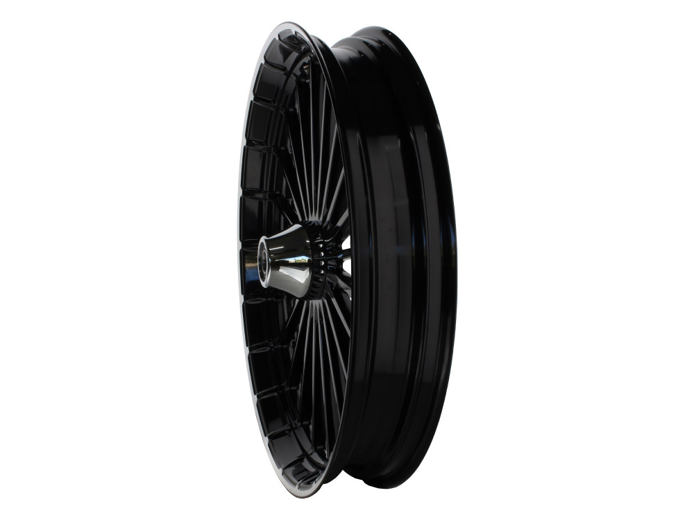 Hawg Halters 23in. x 3.75in. Ranger/Turbine Replica Wheel – Black Anodize, Polished Rim Edge, Chrome Hub Kit. Fits Breakout 2013up.