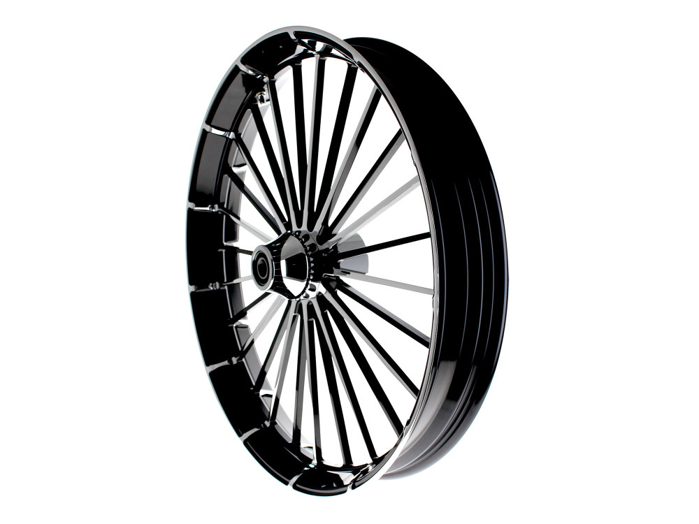Hawg Halters 26in. x 3.75in. FXBR3/Breakout Replica Wheel – Black Anodize, Polished Rim & Spoke Edge, Chrome Hub Kit. Fits Breakout 2013up.