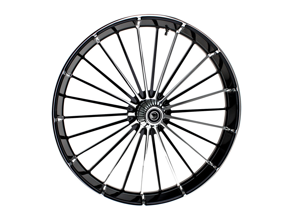 Hawg Halters 26in. x 3.75in. FXBR3/Breakout Replica Wheel – Black Anodize, Polished Rim & Spoke Edge, Chrome Hub Kit. Fits Breakout 2013up.