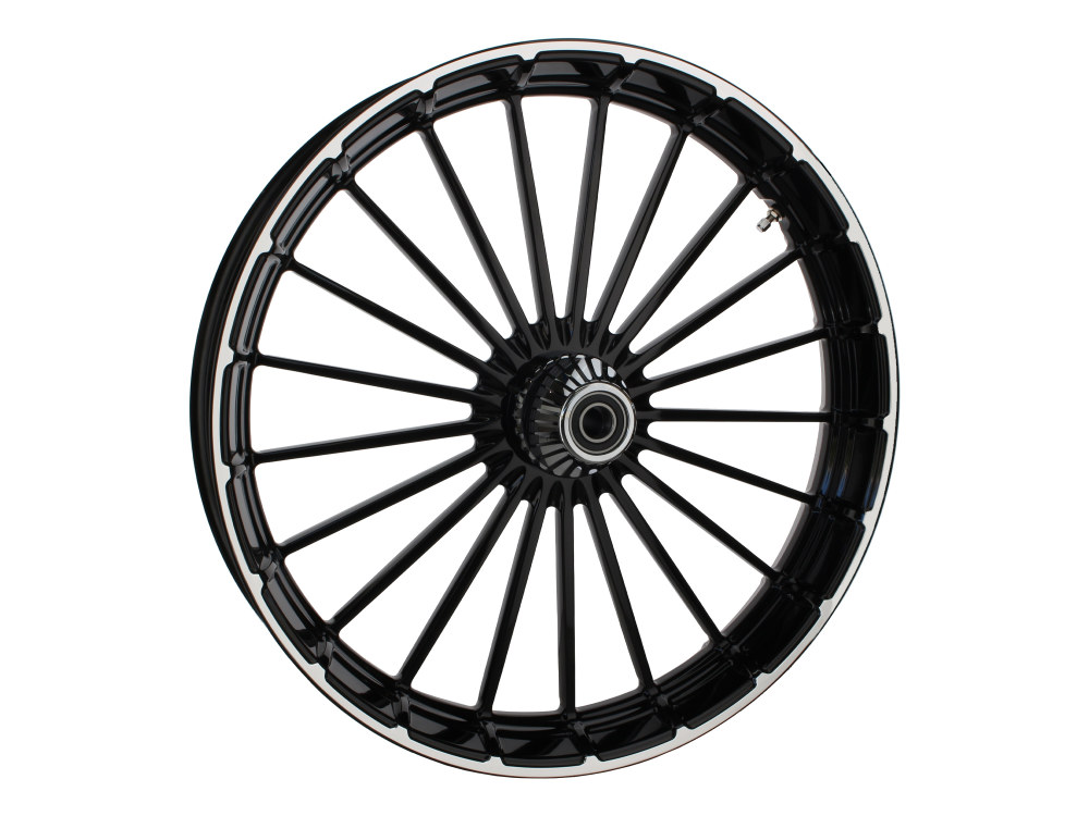 Hawg Halters 26in. x 3.75in. Ranger/Turbine Replica Wheel – Black Anodize, Polished Rim Edge, Chrome Hub Kit. Fits Breakout 2013up.