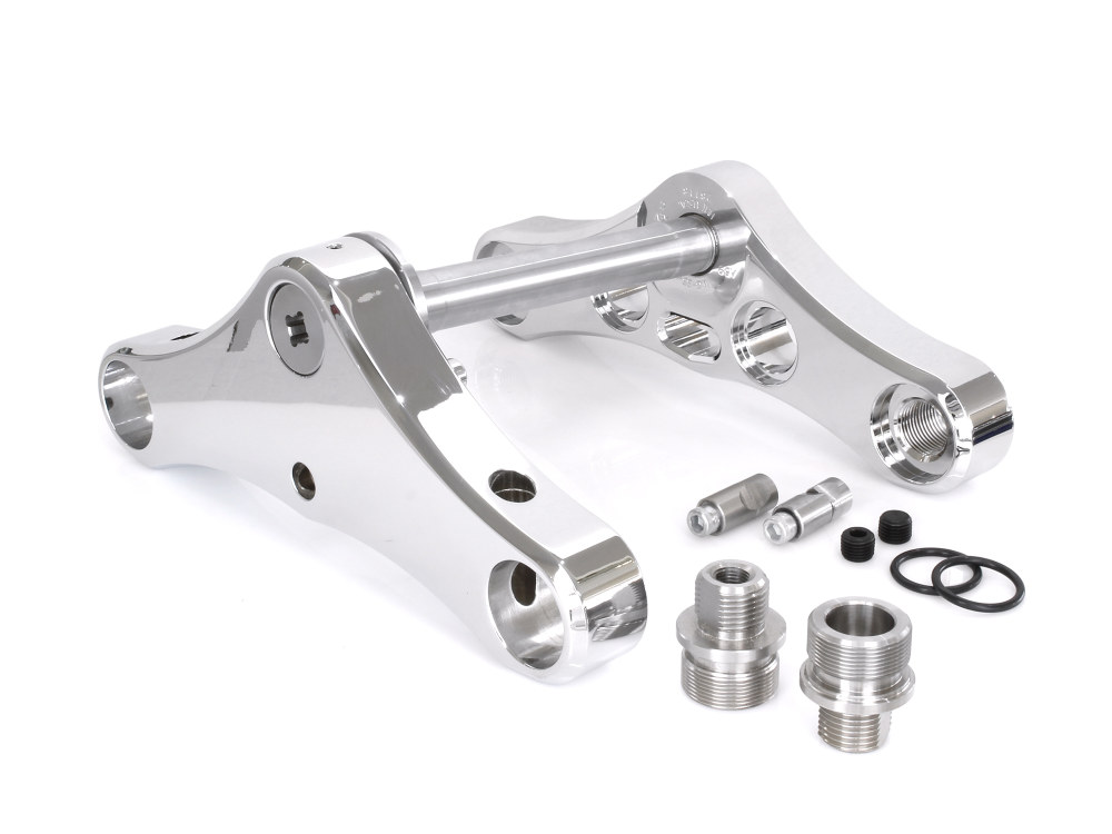Hawg Halters 3 Degree Raked 39mm Wide Glide Conversion Triple Tree Kit – Chrome. Fits Sportster 1988-2003, FXR 1988-1994 & Dyna 1991-2005.