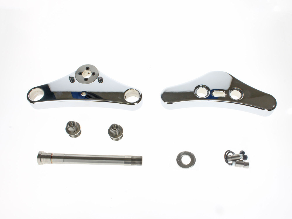 Hawg Halters 3 Degree Raked 39mm Wide Glide Conversion Triple Tree Kit – Chrome. Fits Sportster 2004-2013.
