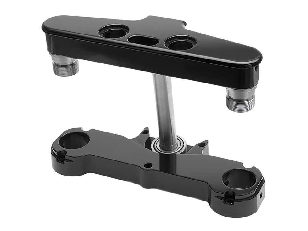 Hawg Halters 4 Degree Raked Triple Tree Kit – Black. Fits FL Softail 1986-2017 with 21in. or 23in. Wheel Upgrade.
