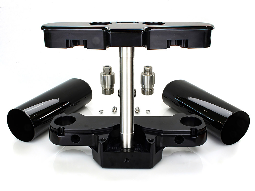 Hawg Halters 6 Degree Raked Triple Tree Kit – Black. Fits FL Softail 1986-2017 with Stock Diameter Wheel For Trike Conversion