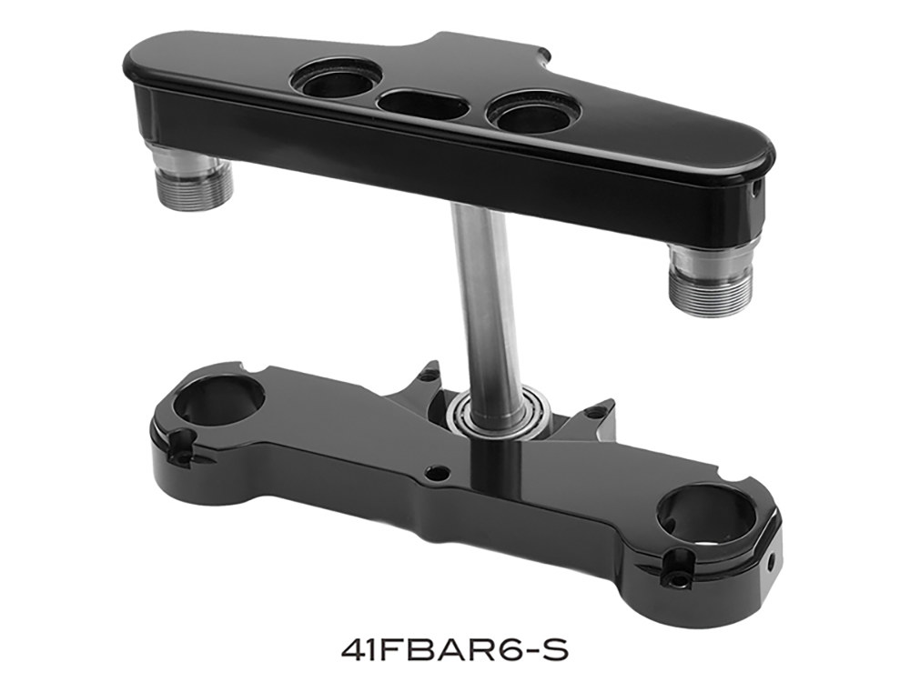 Hawg Halters 6 Degree Raked Triple Tree Kit – Black. Fits FL Softail 1986-2017 with 26in. Wheel Upgrade.