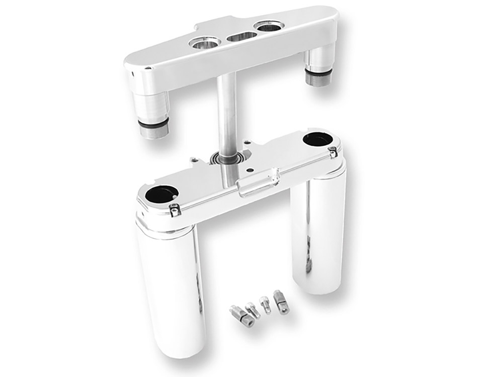 Hawg Halters 4 Degree Raked Triple Tree Kit – Chrome. Fits FL Softail 1986-2017 with Stock Diameter Front Wheel.
