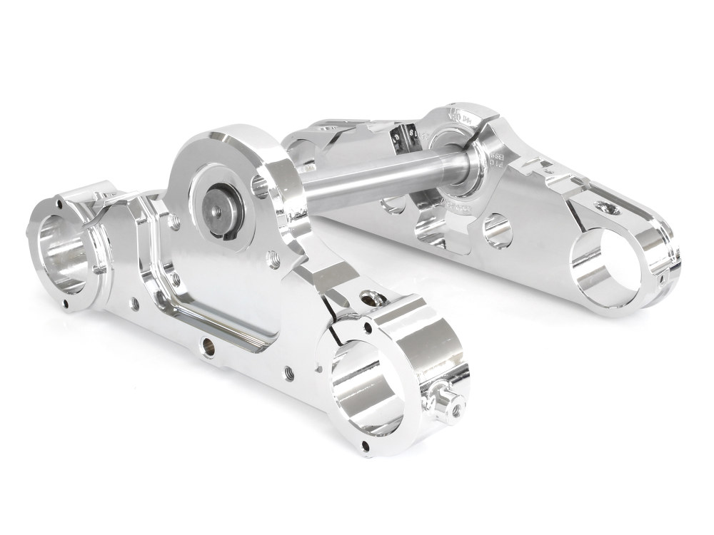 Hawg Halters 6 Degree Raked Triple Tree Kit – Chrome. Fits Softail Deluxe & Heritage Softail Classic 2018up with 26in. Wheel Upgrade or Trike Conversion.