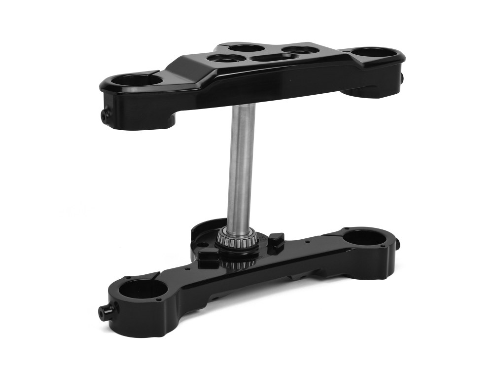 Hawg Halters 4 Degree Raked Triple Tree Kit – Black. Fits Fat Boy 2018up with 21in. or 23in. Wheel Upgrade.