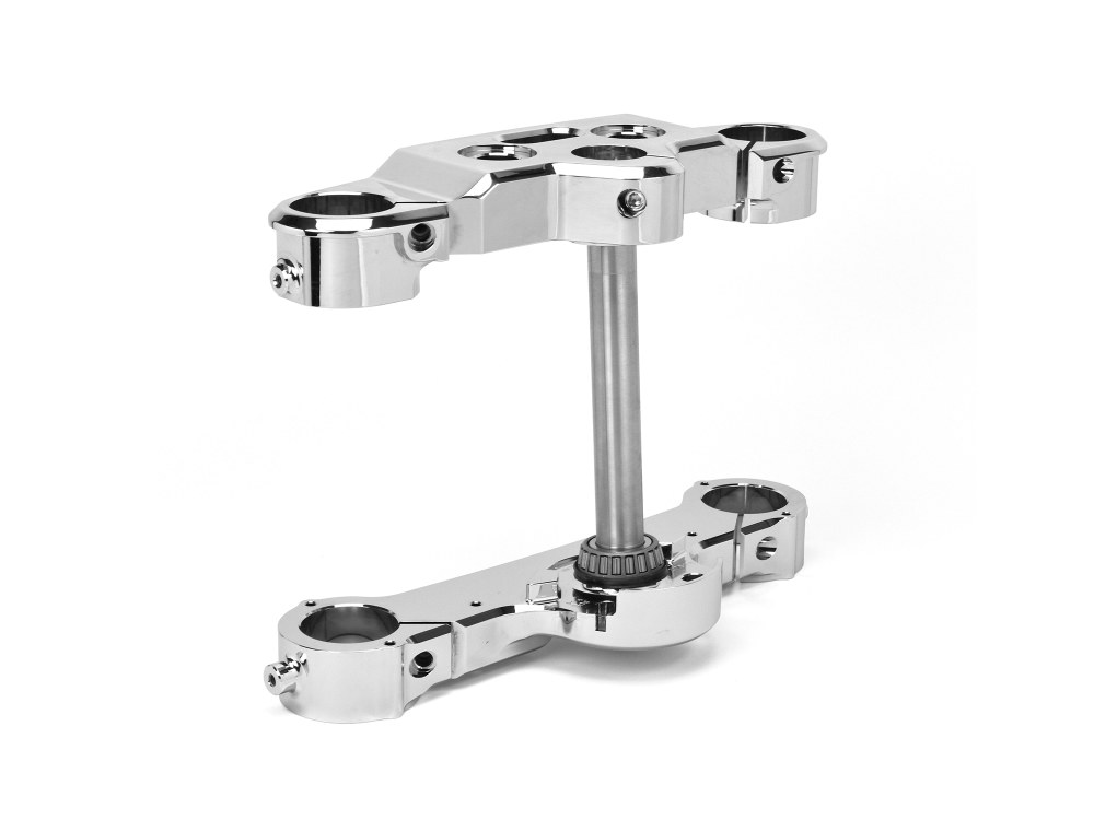 Hawg Halters 4 Degree Raked Triple Tree Kit – Chrome. Fits Fat Boy 2018up with 21in. or 23in. Wheel Upgrade.