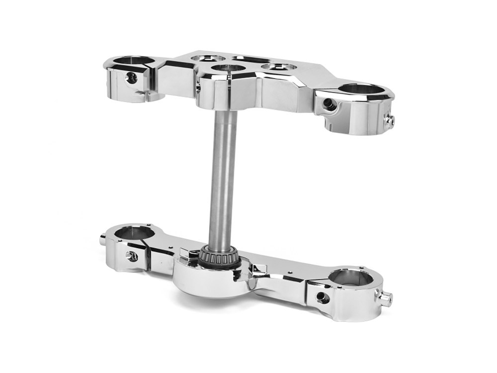 Hawg Halters 6 Degree Raked Triple Tree Kit – Chrome. Fits Fat Boy 2018up with 26in. Wheel Upgrade or Trike Conversion.