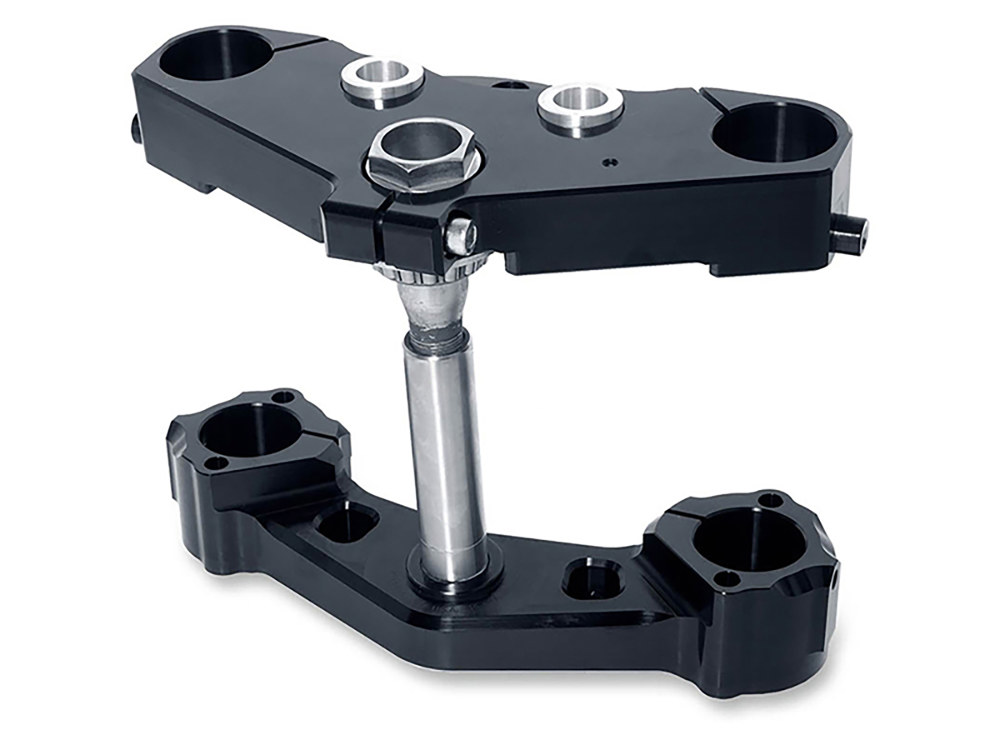 Hawg Halters 6 Degree X23 Raked Triple Tree Kit – Black. Fits Most Touring 2014-2024 with 23in. Wheel Upgrade.