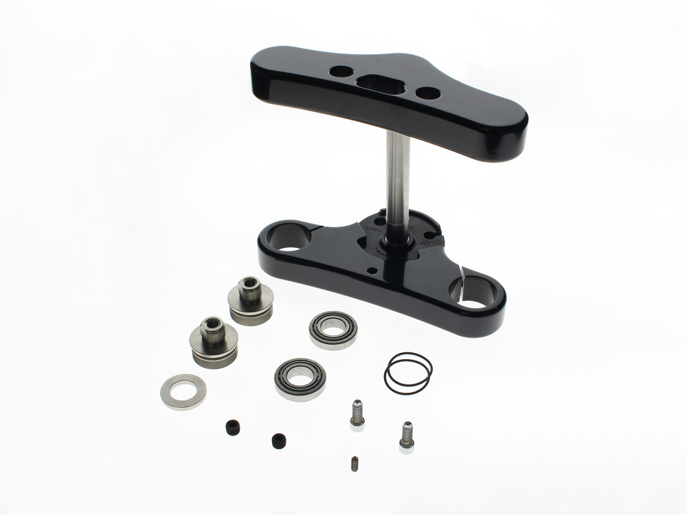 Hawg Halters 5 Degree Raked Mid Glide Triple Tree Kit – Black. Fits Softail Street Bob & Softail Standard 2018up with 23in. Wheel Conversion