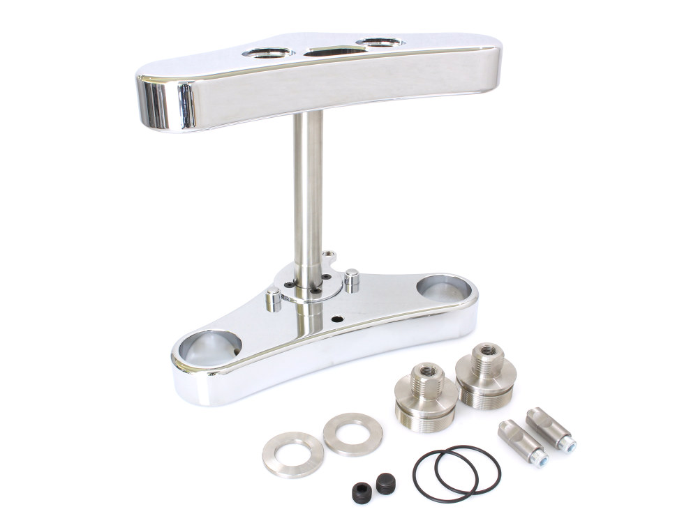 Hawg Halters 3 Degree Raked Mid Glide Triple Tree Kit – Chrome. Fits Dyna 2006-2017