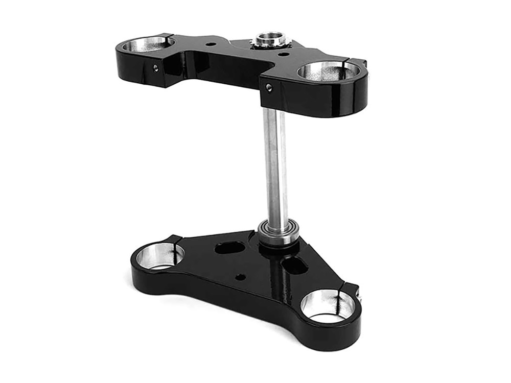 Hawg Halters 6 Degree Raked Triple Tree Kit – Black. Fits V-Rod 2002-2011 with 23in. Wheel Upgrade.