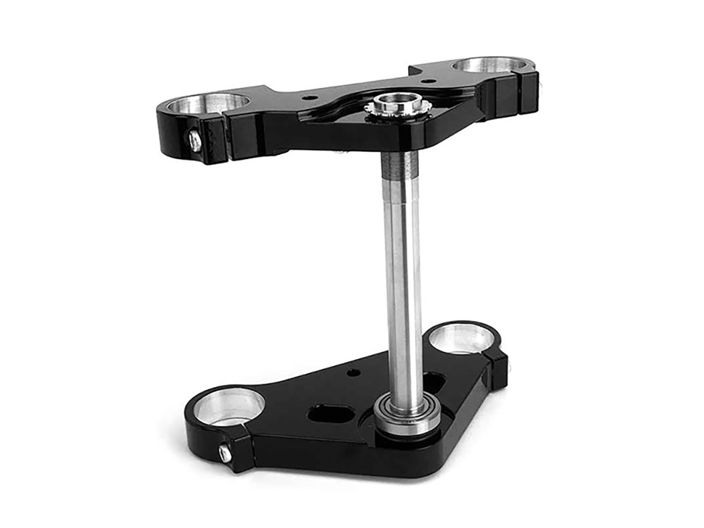 Hawg Halters 8 Degree Raked Triple Tree Kit – Black. Fits V-Rod 2002-2011 with 26in. Wheel Upgrade.